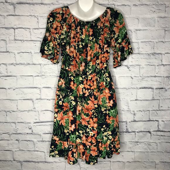 Orange Floral Print New Look Dress - Picture 6 of 8